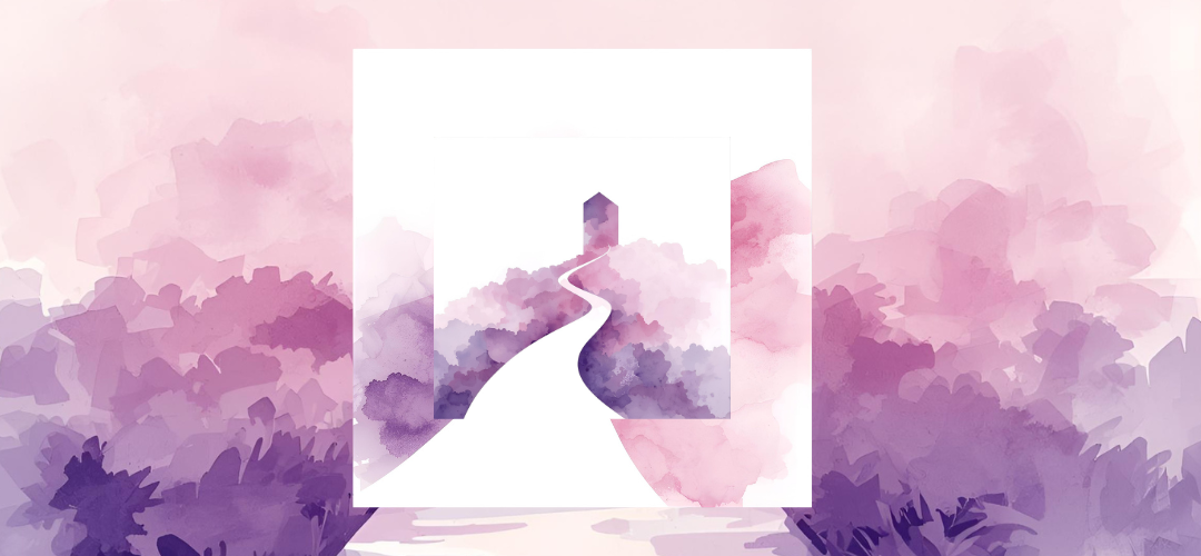 illustration minimaliste d’un chemin menant vers une bâtisse